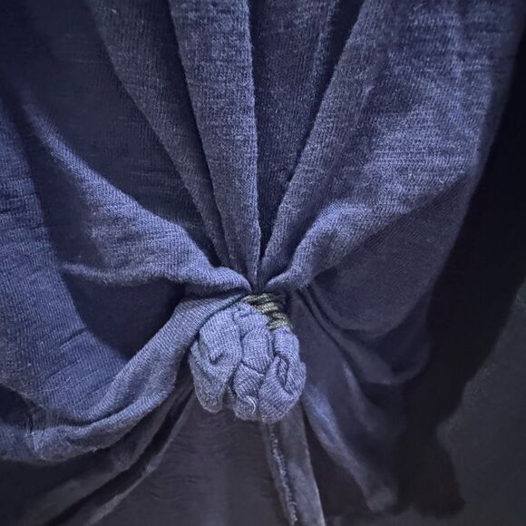 Women's Blue V-Neck Knotted Dress - Picture 3 of 5